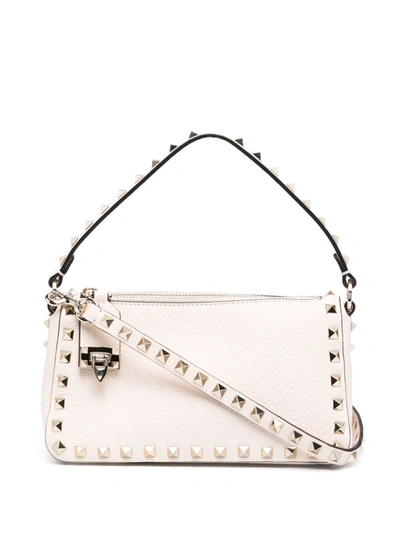 Valentino Garavani Rockstud-embellished Shoulder Bag In Neutrals