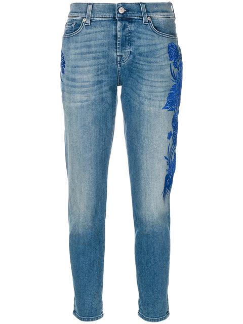 7 For All Mankind Embroidered Slim-fit Jeans | ModeSens