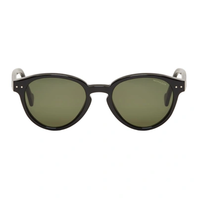 Moncler Round-frame Acetate Sunglasses In 01nshinyblk