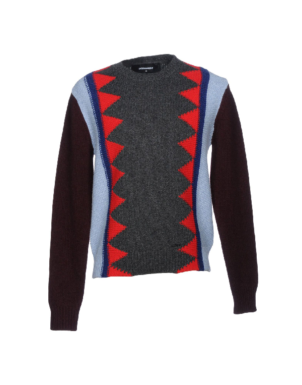Dsquared2 Contrast Knit Patterned Sweater In Multicolor ModeSens