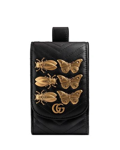 Gucci Gg Marmont 2.0 Insect Card Case In Black