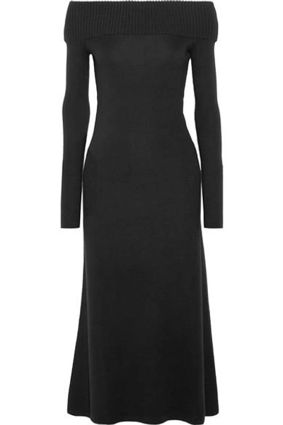 Gabriela Hearst Judy Off-the-shoulder Wool And Cashmere-blend Midi Dress