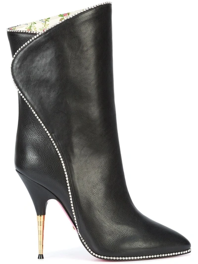 Gucci Fosca Crystal Embellished Pointy Toe Boot In Black