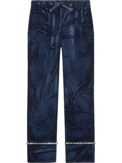 Gucci Velvet Pajama Pants In Blue
