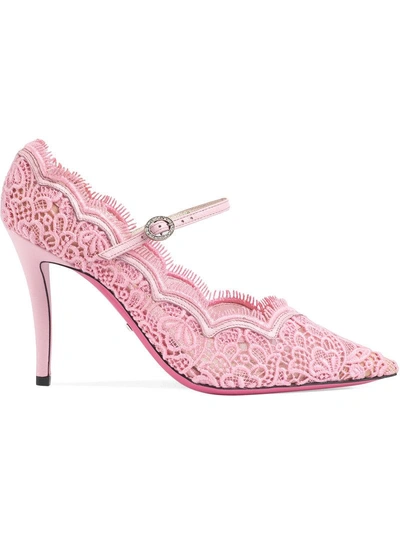 Gucci Lace Pump In Light Pink