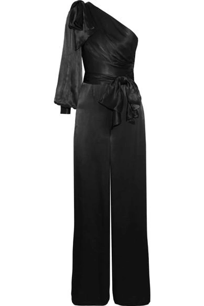 zimmermann black one shoulder dress Zimmermann - Silk One Shoulder Drape Dress Onyx