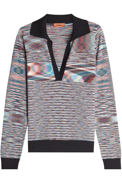 Missoni Space Dye Wool Blend Polo Sweater In Multi
