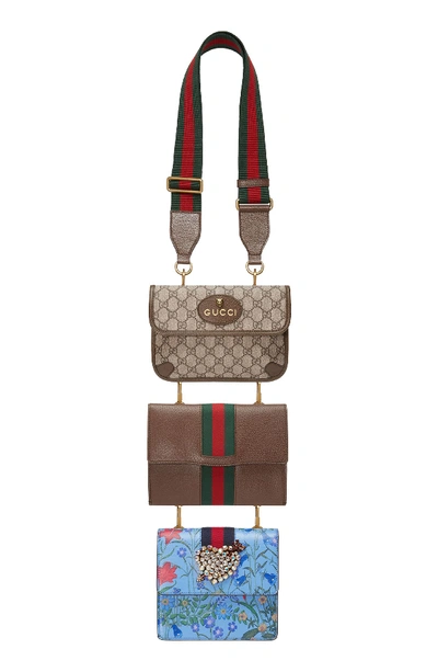 Gucci Totem Four-in-one Leather & Canvas Shoulder Bag - Brown In Brown/ Red/ Blue
