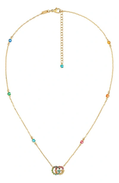 Gucci Running G Station Necklace With Topaz, Citrine & Sapphire In Yellow Gold