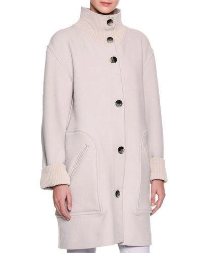 Giorgio Armani 3/4-length Single-breasted Knit Coat, Gray