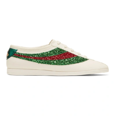 Gucci Falacer Sneakers With Sequinned Web In White