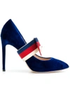 Gucci Velvet Pump With Removable Sylvie Bow In Blue