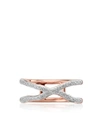 Monica Vinader Riva Pave Wave Cross Ring/rose Goldtone