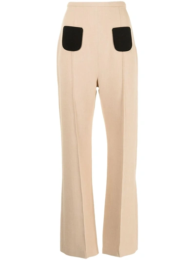 George Keburia Contrast-pocket Straight Trousers In Nude