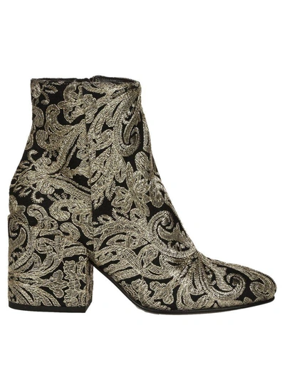 Strategia Embroidered Ankle Boots In Gold