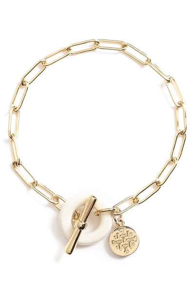 Akola Clover Paperclip Chain & Toggle Bracelet In Gold