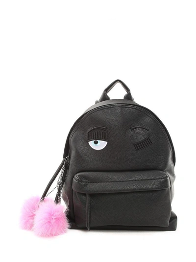 Chiara Ferragni Flirting Eye Faux-leather Charms Backpack In Multi