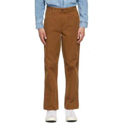 Nudie Jeans Brown Lazy Leo Trousers In Canvas Cinnamon