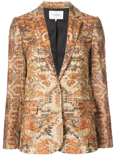 Frame Persian Single-breasted Printed Blazer In Rust