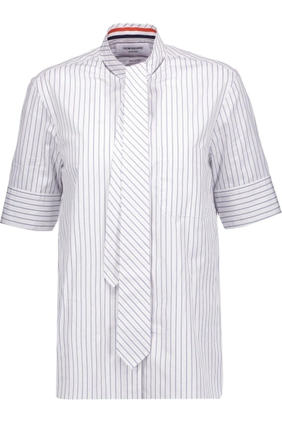 Thom Browne Tie-front Striped Cotton-poplin Shirt