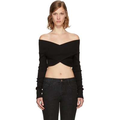 Opening Ceremony Black Cropped Off-the-shoulder Sweater