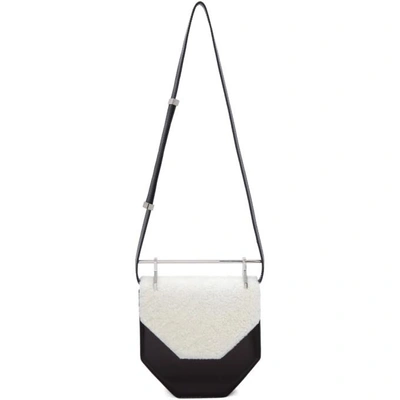 M2malletier Amor Fati Leather & Genuine Shearling Shoulder Bag - Black In Black White