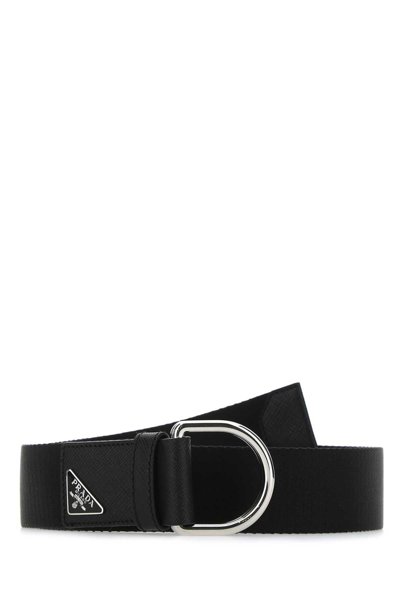 Prada Woven Nylon Belt In Black