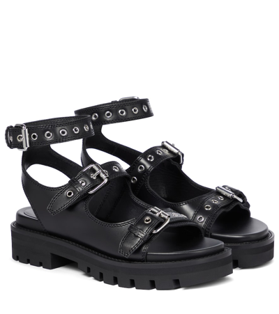 Alaïa Buckle Lug-sole Sporty Sandals In Black