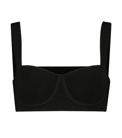 Galvan Nyx Rib Knit Bustier Bralette In Black