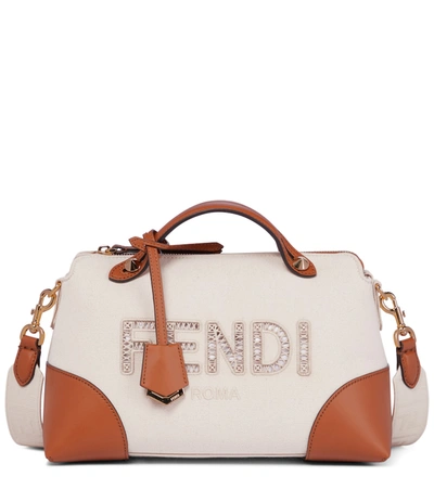 Fendi Neutral By The Way Medium Canvas Shoulder Bag In Neutrals