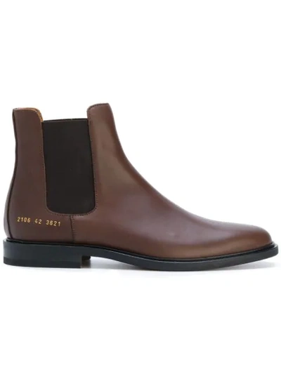 Common Projects Smooth-leather Chelsea Boots In Brown