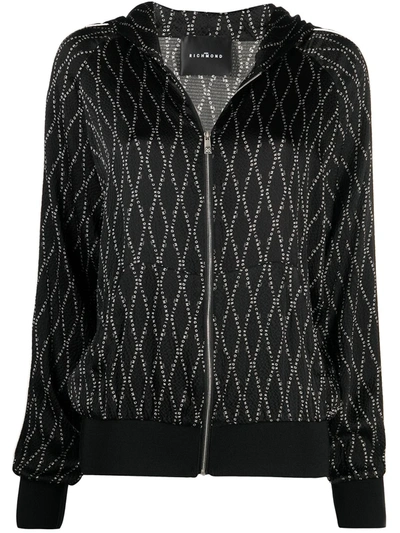 John Richmond Zip-front Silk Sweatshirt In Black