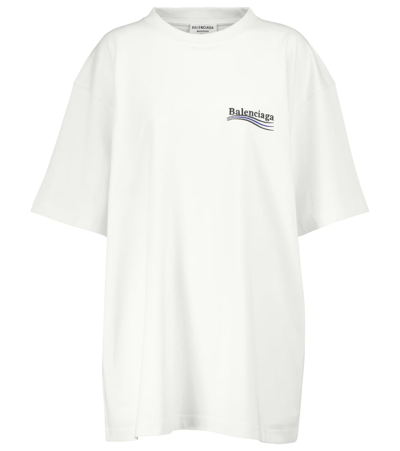 Balenciaga Stone Logo-embroidered Cotton T-shirt In Off White