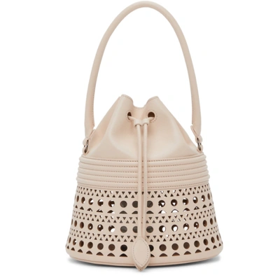 Alaïa Laser-cut Corset Bucket Top-handle Bag In Galet