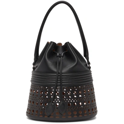 Alaïa Laser-cut Corset Bucket Top-handle Bag In 999 Black
