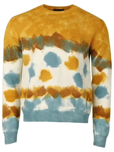 Alanui Mirage In The Desert Wool Sweater Teal Tie Dye In Multicolor