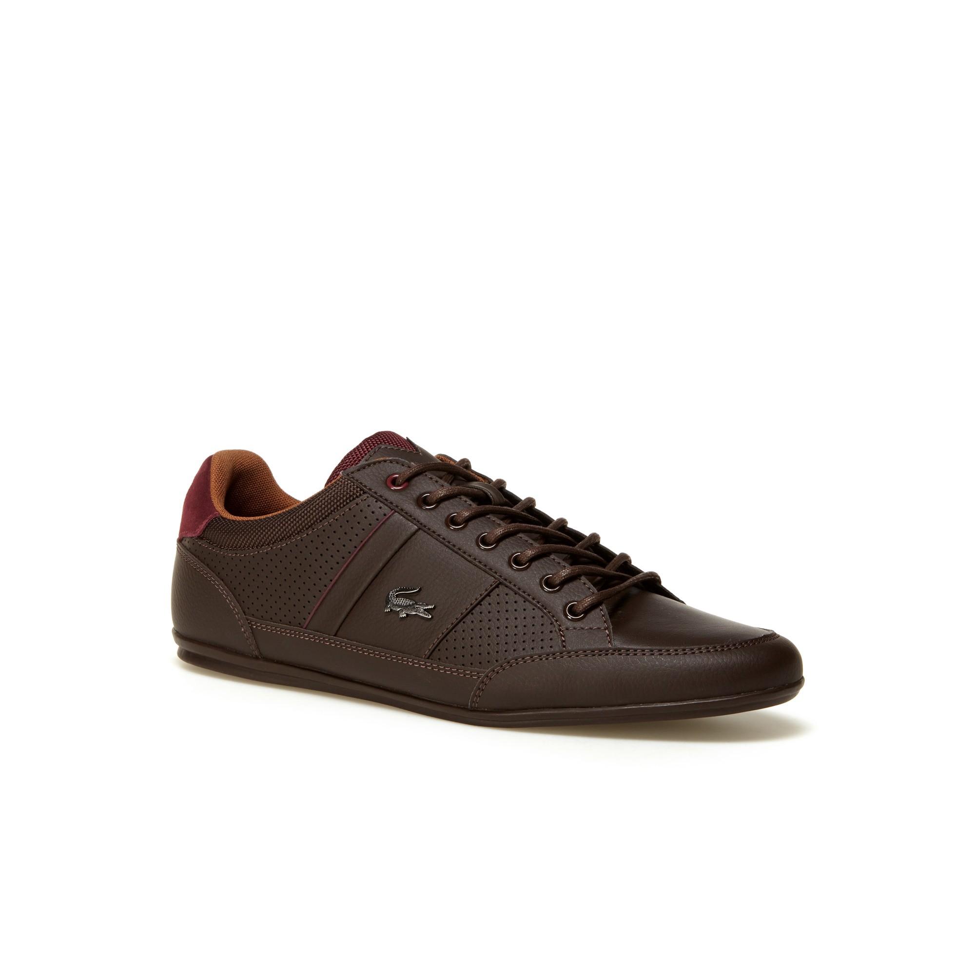 Lacoste Men's Chaymon Leather Sneakers - Dark Brown/tan | ModeSens