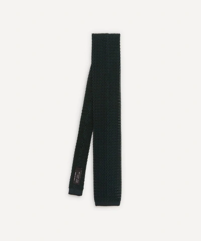 Nick Bronson Two-tone Knitted Silk Tie In Cypresso/navy