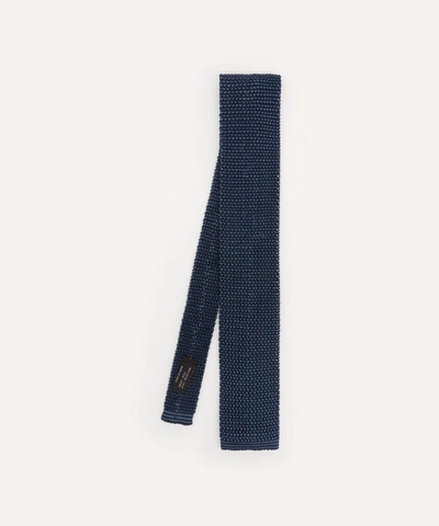 Nick Bronson Two-tone Knitted Silk Tie In Mare/navy