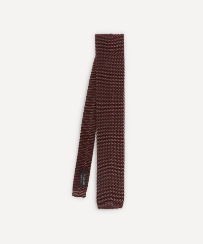 Nick Bronson Two-tone Knitted Silk Tie In Grenat/stagno