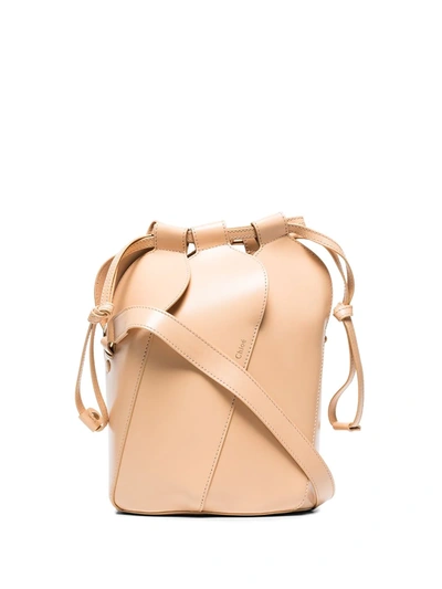 Chloé Beige Tulip Leather Bucket Bag In Sandy Beige