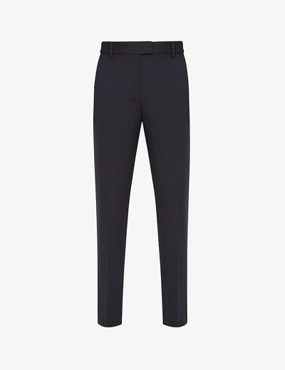 Reiss Joanne Tapered Woven Trousers In Navy