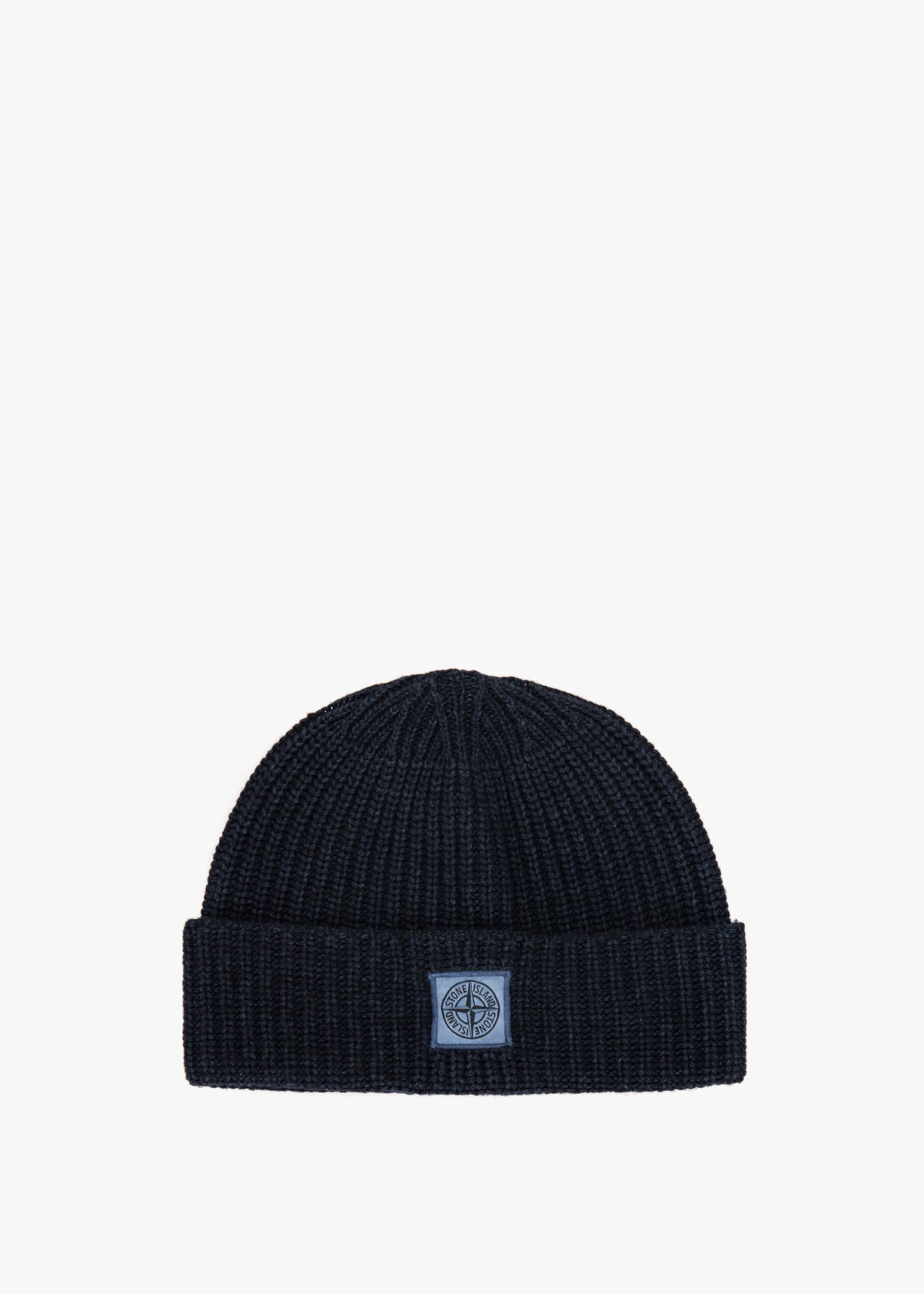white stone island beanie