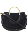 Chloé Pixie Medium Leather And Suede Shoulder Bag In Dark Blue