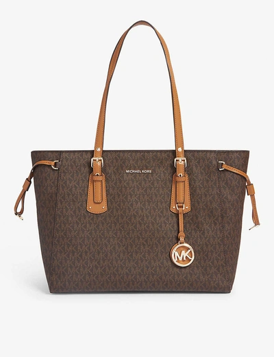 Michael Michael Kors Voyager Coated Canvas Tote In Brown