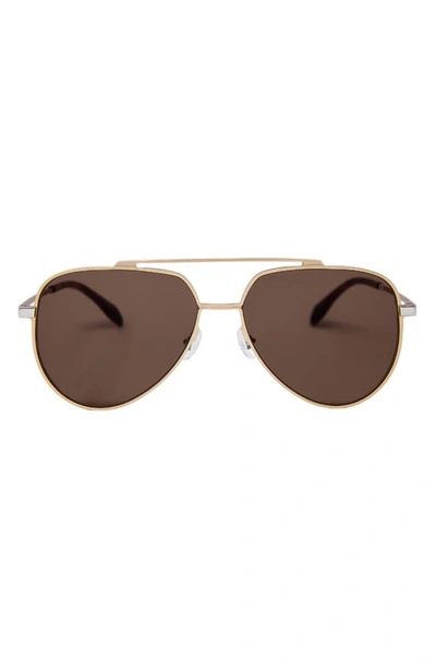 Mita Vizcaya 58mm Aviator Sunglasses In Matte Light Gold/ Brown