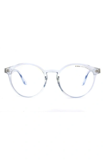 Aimee Kestenberg Ludlow 50mm Round Blue Light Blocking Glasses In Crystal Blue/ Clear