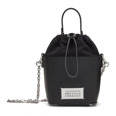 Maison Margiela Small 5ac Bucket In Leather And Fabric In 黑色