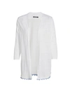 Nic + Zoe Open Front Linen Blend Long Cardigan In Paper White