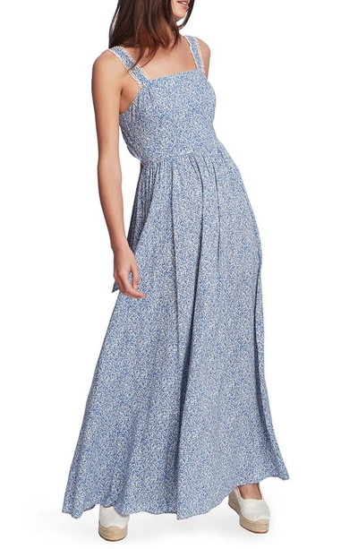 1.state Ditsy Tie Back Maxi Dress In Harbor Waves